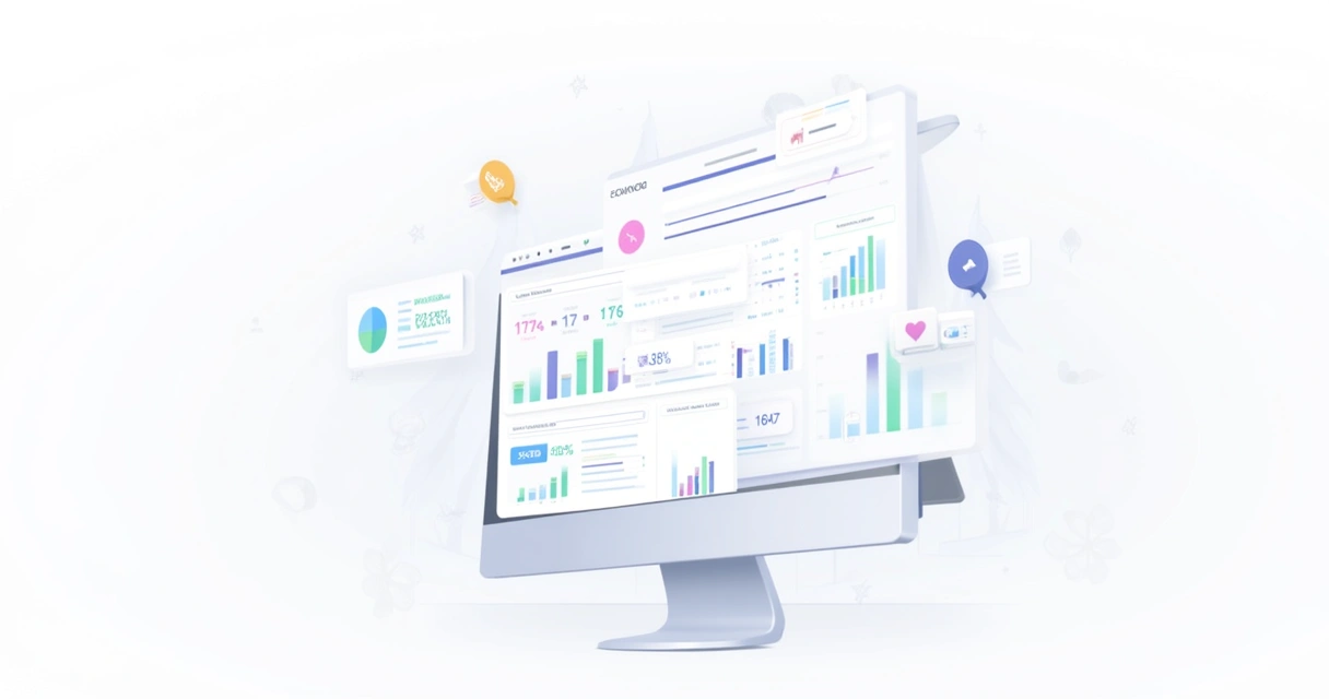 Tela de computador exibindo dashboard com gráficos e dados de vendas do Mercado Livre