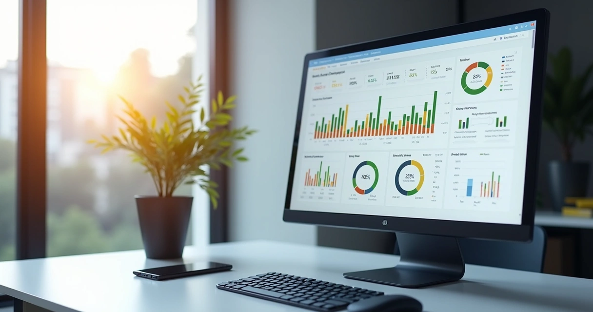 Dashboard detalhado com gráficos e métricas de vendas no Mercado Livre em tela de computador
