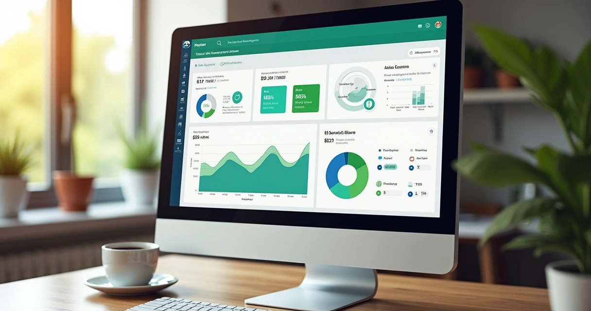 Dashboard digital mostrando gráficos de vendas, lucros e controle de estoque no Mercado Livre