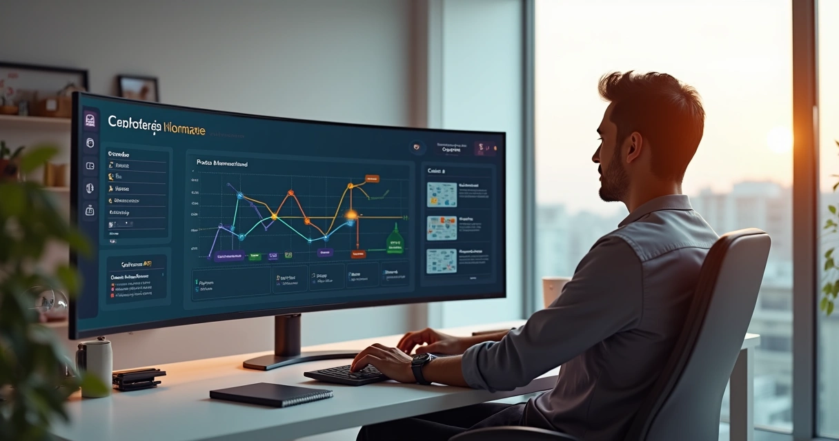 Seller de marketplace observando sistema automatizado processar pedidos e devoluções