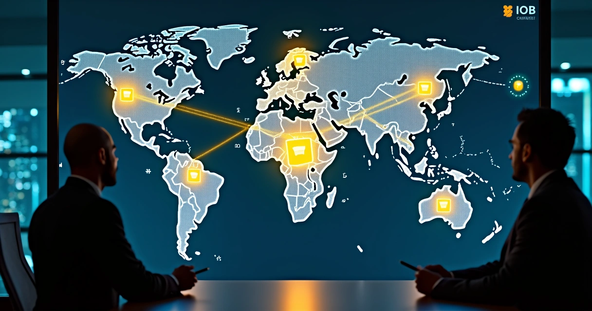 Mapa do Brasil com caixas conectando diversos depósitos em estoque multi-origem