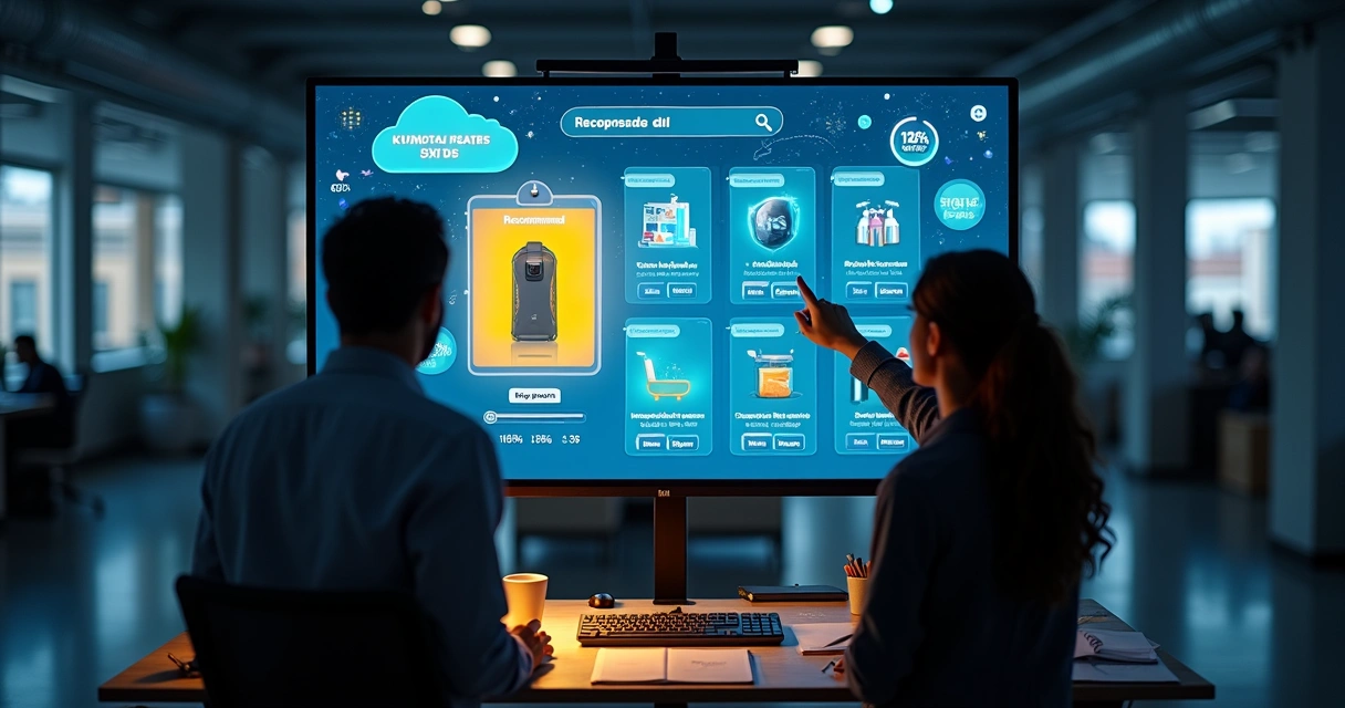 Banner de marketplace com anúncios destacados por inteligência artificial