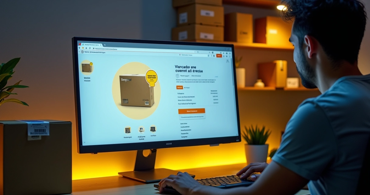 Painel digital mostrando vendedor em destaque na buy box do Mercado Livre