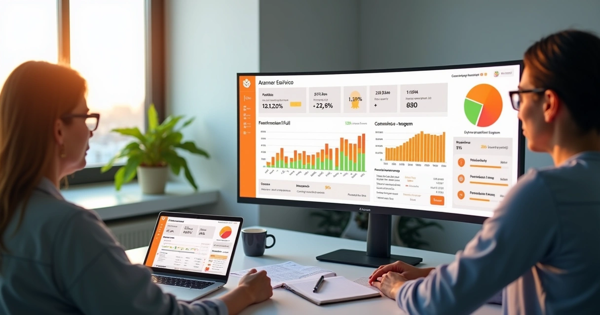 Sellers analisando painel de desempenho com Shopee Full+ e taxas de comissão