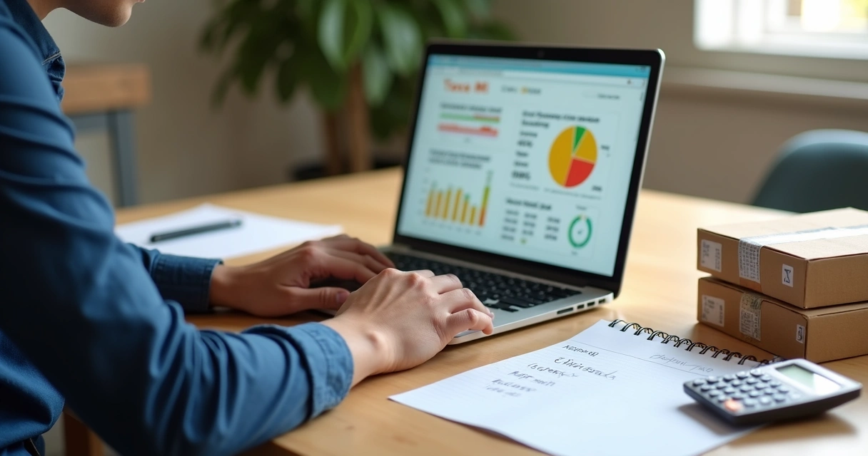 Seller calculando quanto o Mercado Livre cobra por venda com gráficos de taxas e lucro