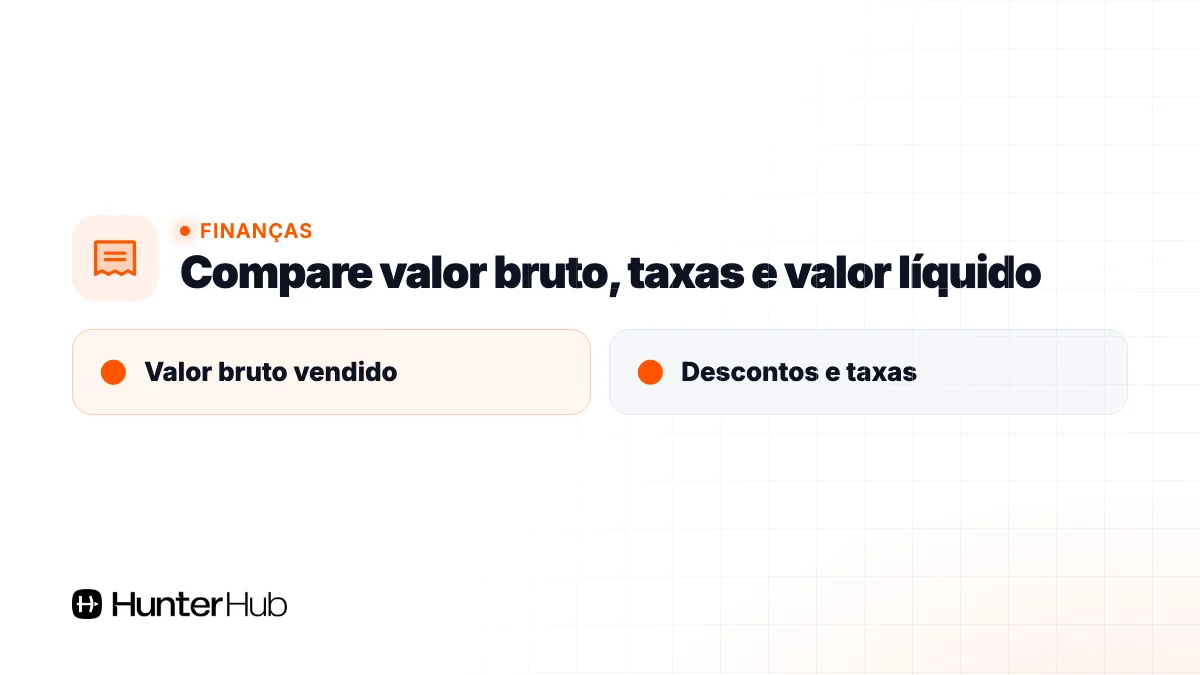 3. Compare valor bruto, taxas e valor líquido