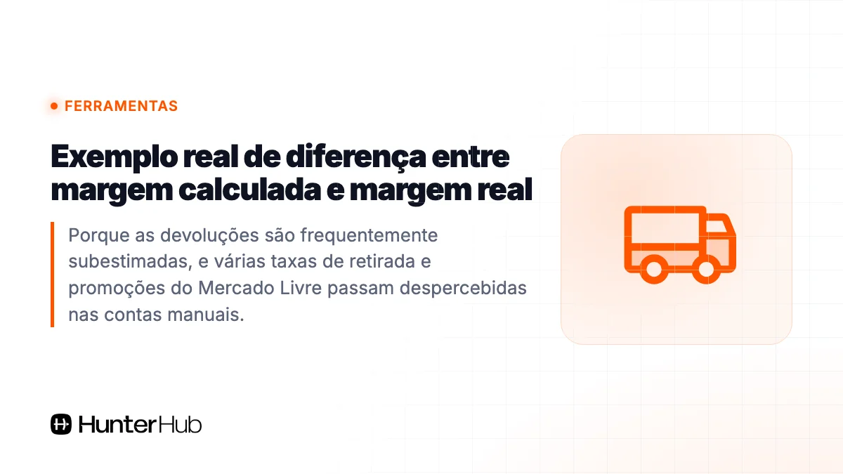 Exemplo real de diferença entre margem calculada e margem real