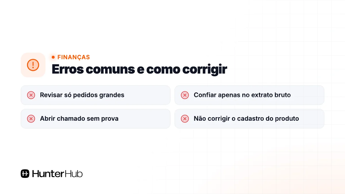 Erros comuns e como corrigir