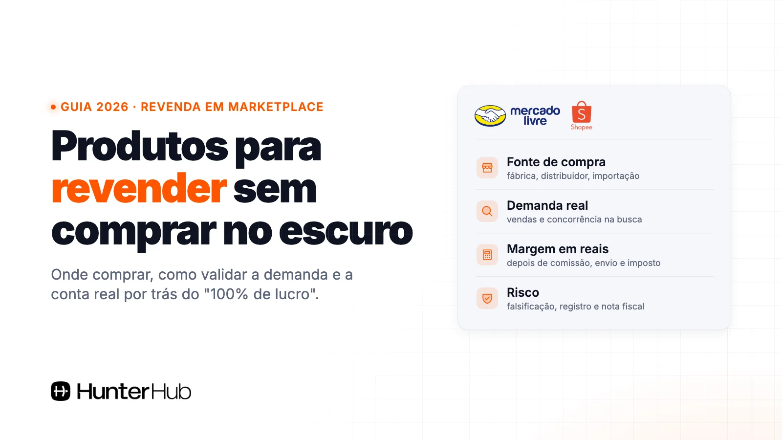Produtos para revender no Mercado Livre e na Shopee: fonte de compra, demanda, margem e risco