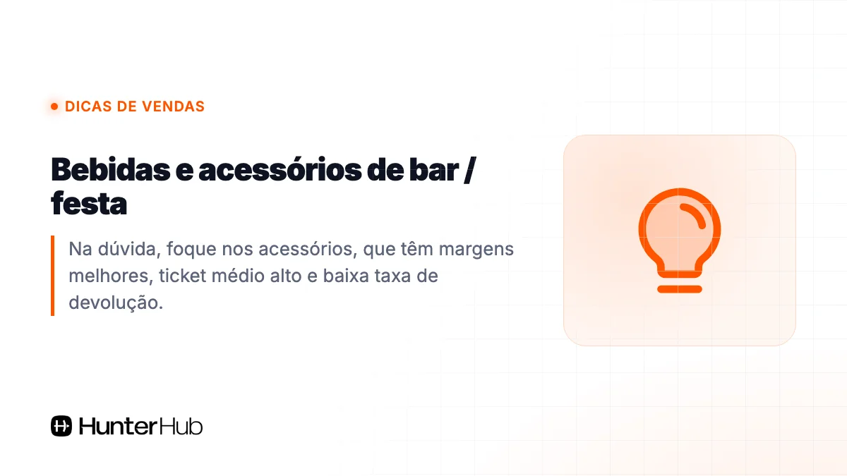 9. Bebidas e acessórios de bar / festa