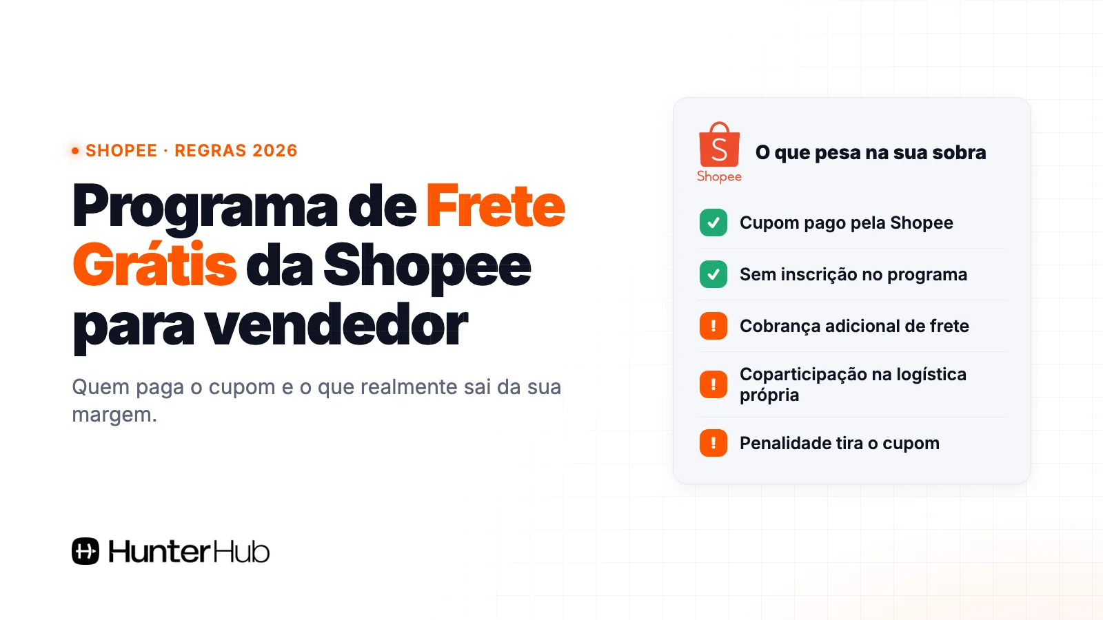 Programa frete grátis Shopee para vendedor: quem paga o cupom e o que pesa na margem