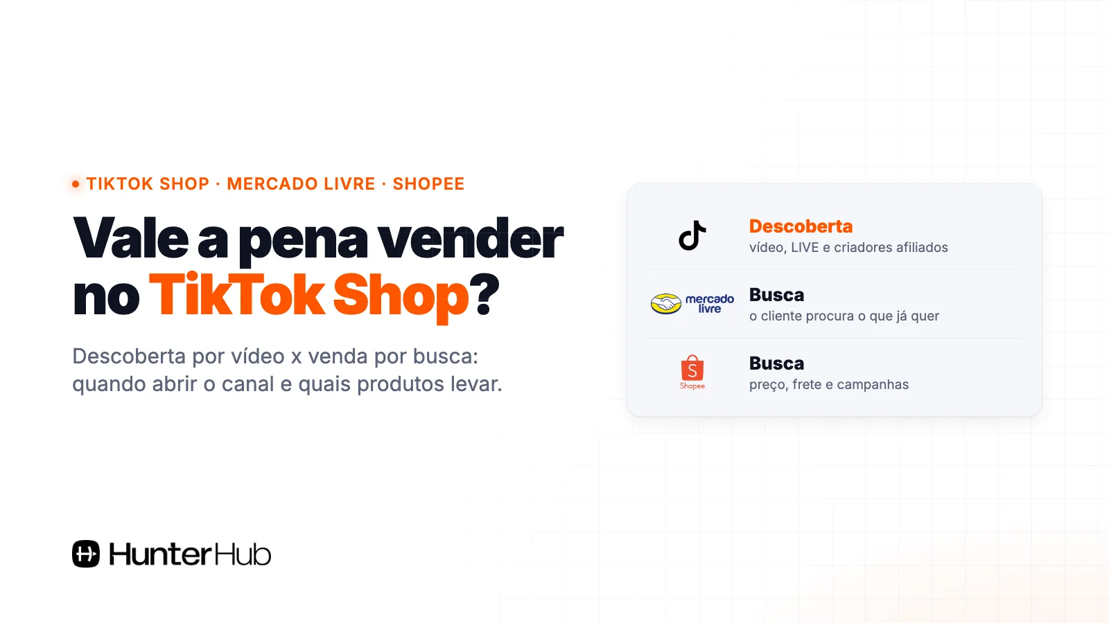 Vale a pena vender no TikTok Shop: descoberta por vídeo no TikTok Shop x venda por busca no Mercado Livre e na Shopee