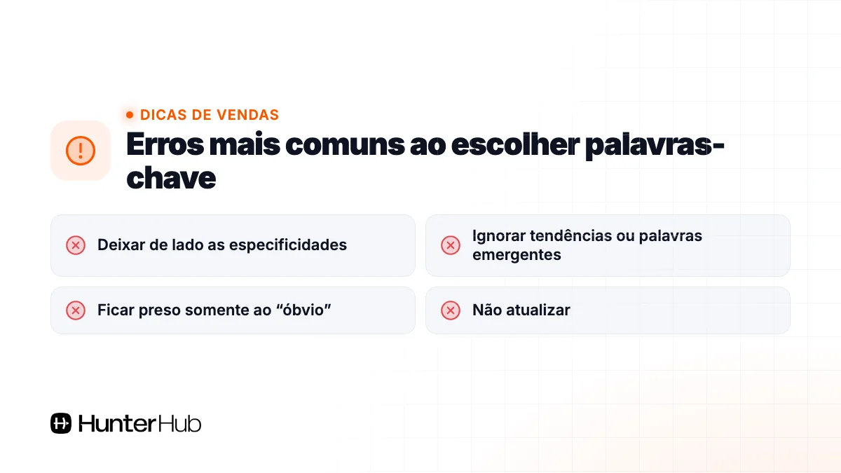 Erros mais comuns ao escolher palavras-chave